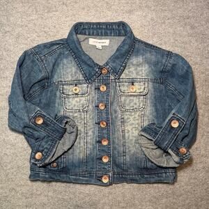 Love Republic Women's Denim Jacket L Casual Blue Leopard Print